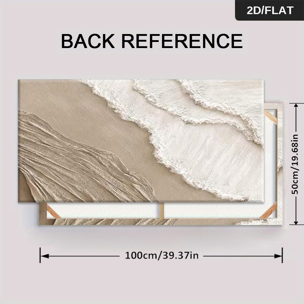 TEMU 2d Flat, 2d Flat 1pc 19.68*39.37in/50cm*100cm Framed Modern Abstract Beach Scene With Gentle Waves And Shore Print Art Wall Art Canvas Painting