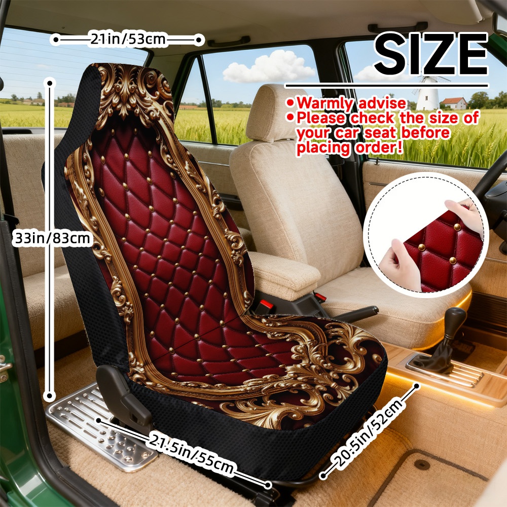 TEMU Set Of 2 Front Seat Covers For Cars, Featuring A With An Ornate , , Machine Washable, And Perfect For 's Interior