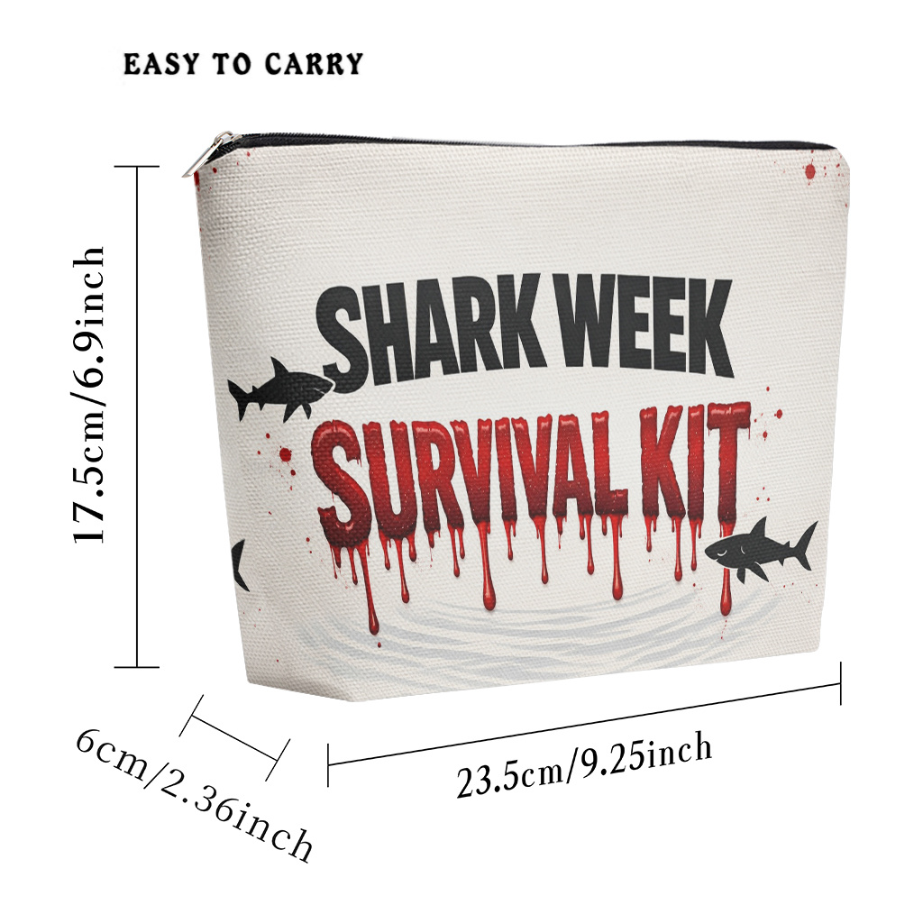 Cosmetic Bag 1pc, Shark Week Survival Kit Makeup Bag, Lightweight Cosmetic Pouch With Zipper For Women,…: retailer-supplied image