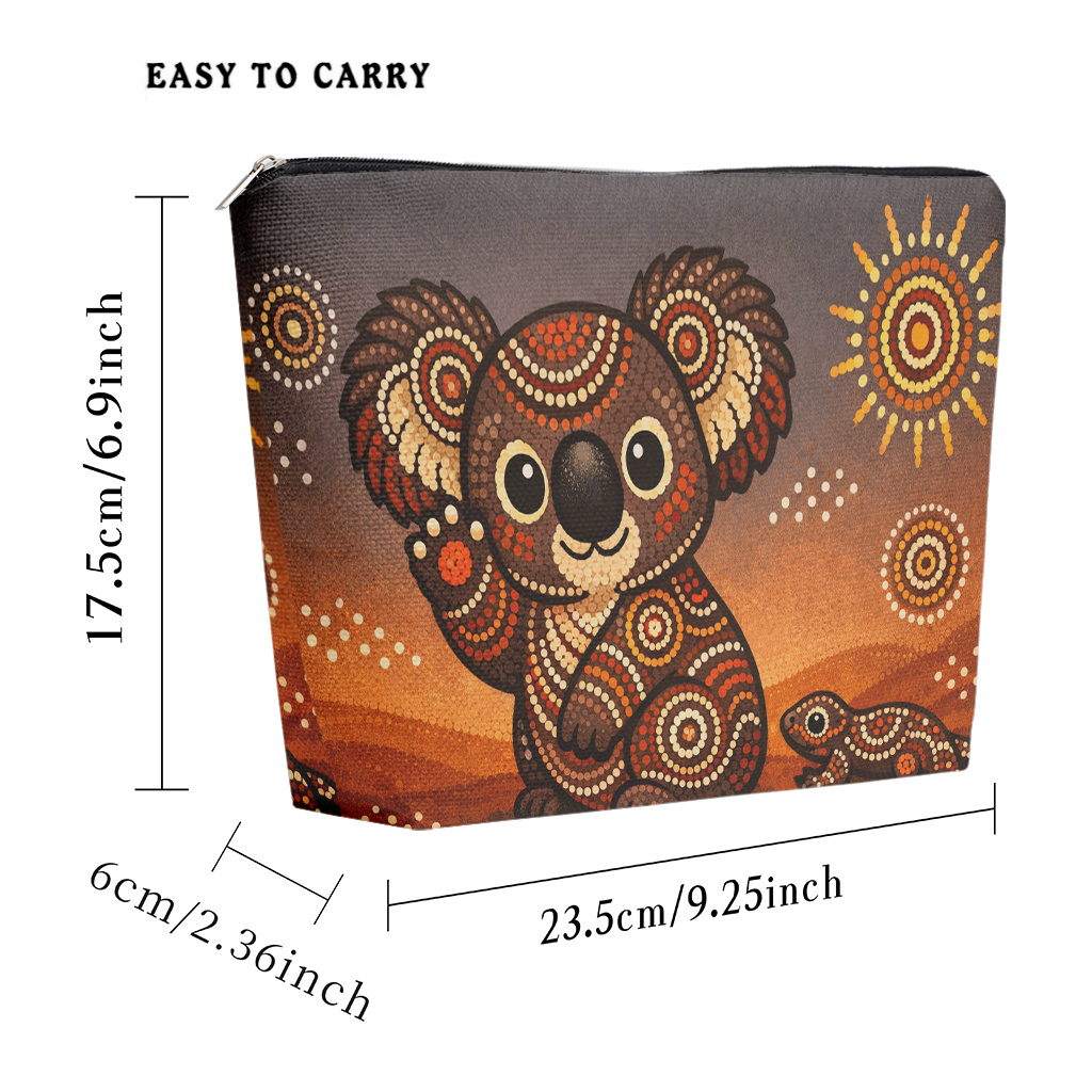 TEMU Cosmetic Bag 1pc, Australian Dot Makeup Bag, Lightweight Cosmetic Pouch With Zipper For Women, Multifunctional Toiletry Storage Bag, Coin Purse,