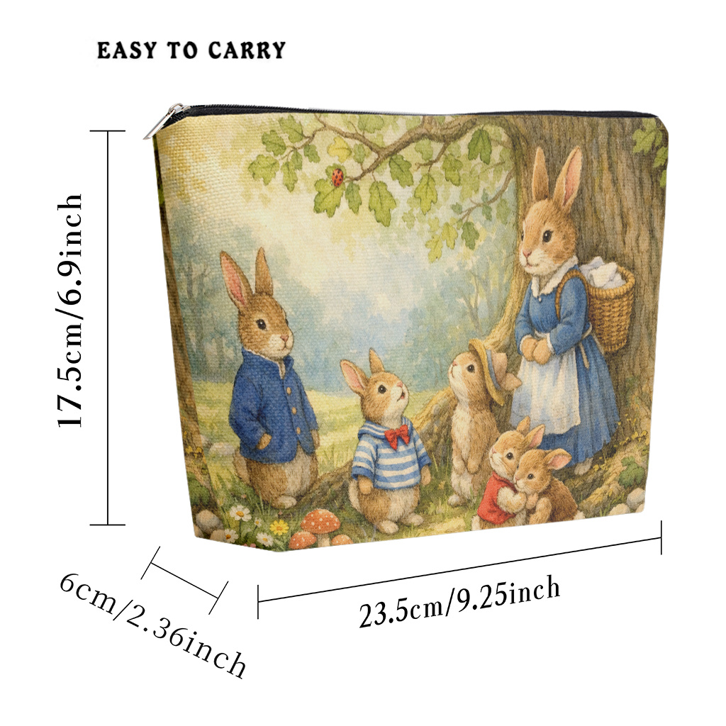 TEMU 1 Trousse de maquillage, Pochette de maquillage Lapins se réunissant sous pour un -, Trousse à cosmétiques légère à fermeture éclair pour femme,