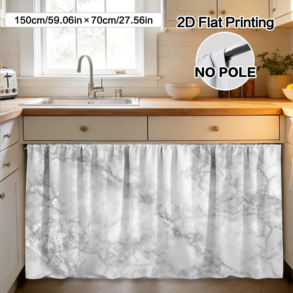 TEMU Cortina y decoración de gabinete con diseño de y 2D - (2D ) 1 pieza - Material de poliéster para fácil limpieza, diseño de bolsillo para barra
