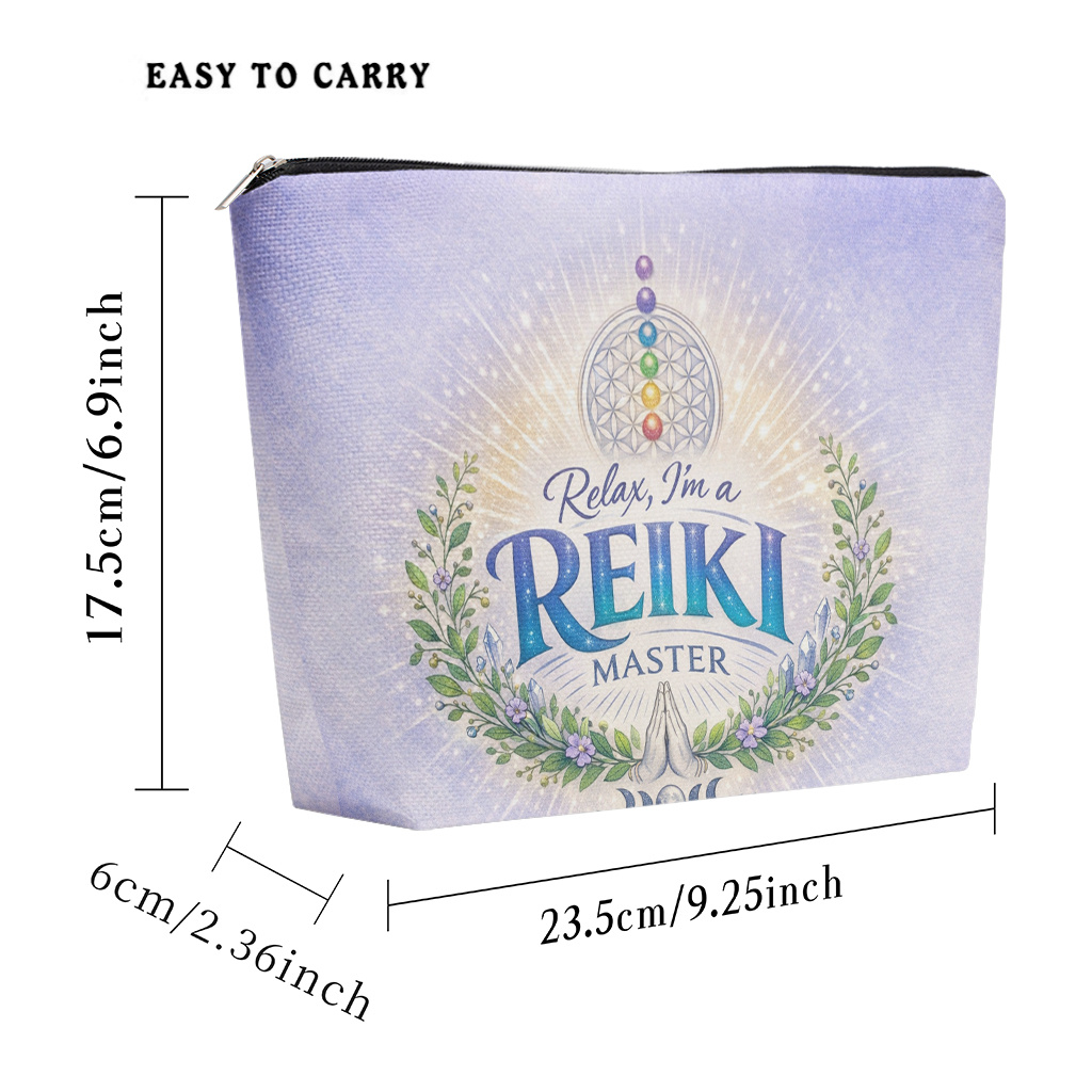 TEMU Trousse de Cosmétique 1pc, Affiche Reiki Dessinée à , Pochette Cosmétique Légère avec Fermeture Éclair pour Femmes, Sac de Rangement de Articles