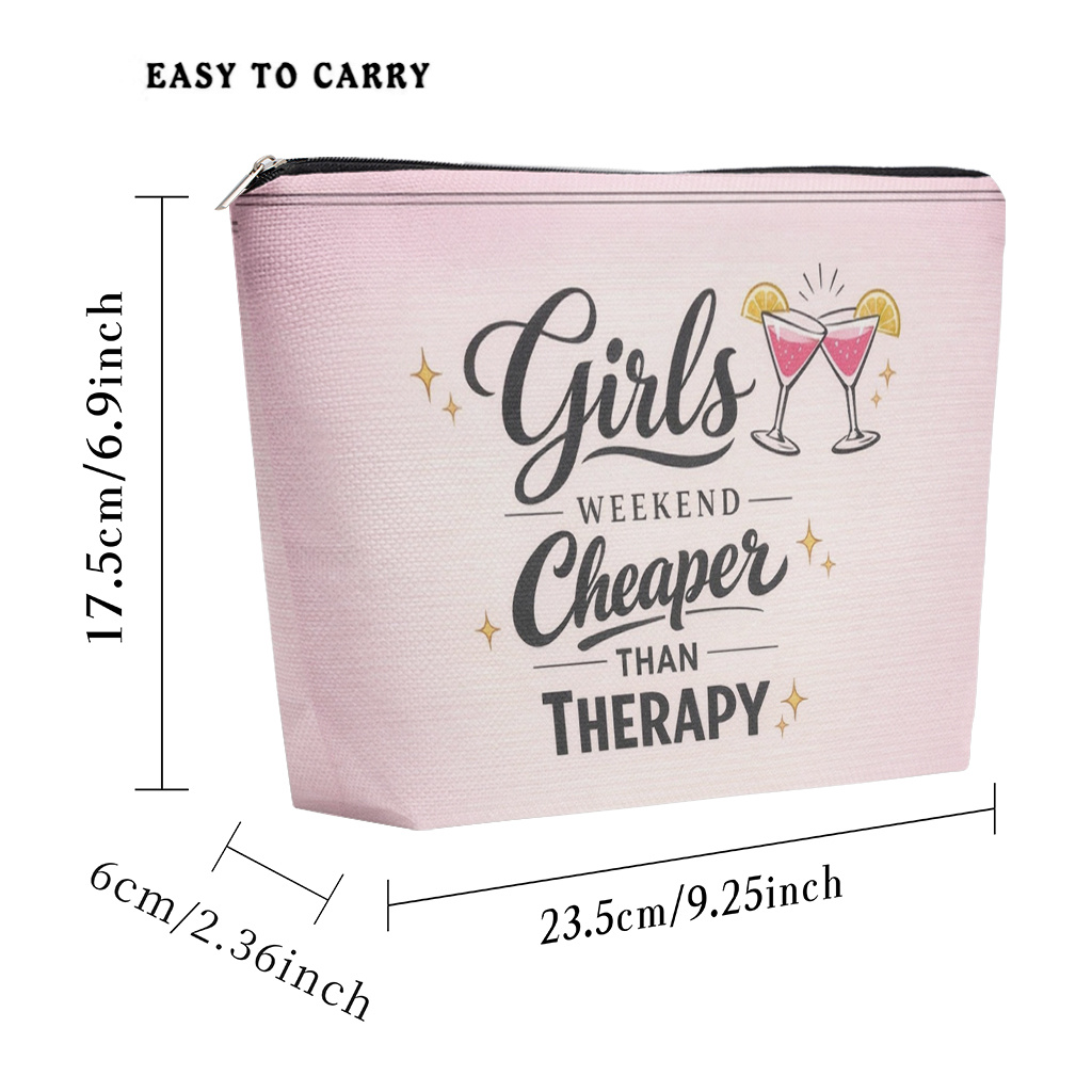 TEMU 1 Makeup Bag, "cheaper Than Relax" Weekend Makeup Pouch For Women, Lightweight Zippered Cosmetic Bag, Multi-functional Toiletry Organizer, Coin