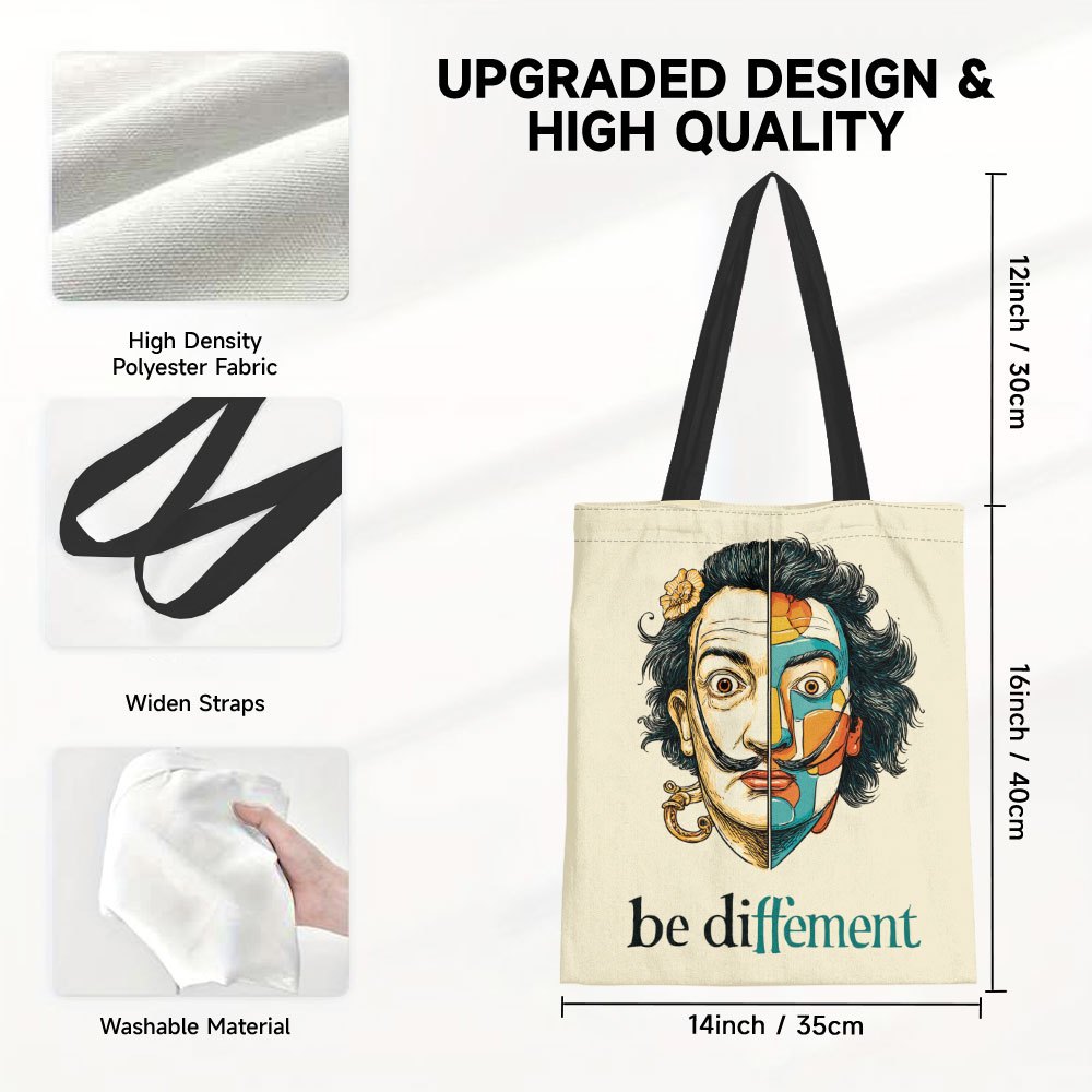 TEMU 1pc, Trendy Portrait Print Shopping Tote Bag, Designed Reusable Grocery Bags For Women, Ideal For School, Beach , And Everyday Shopping,