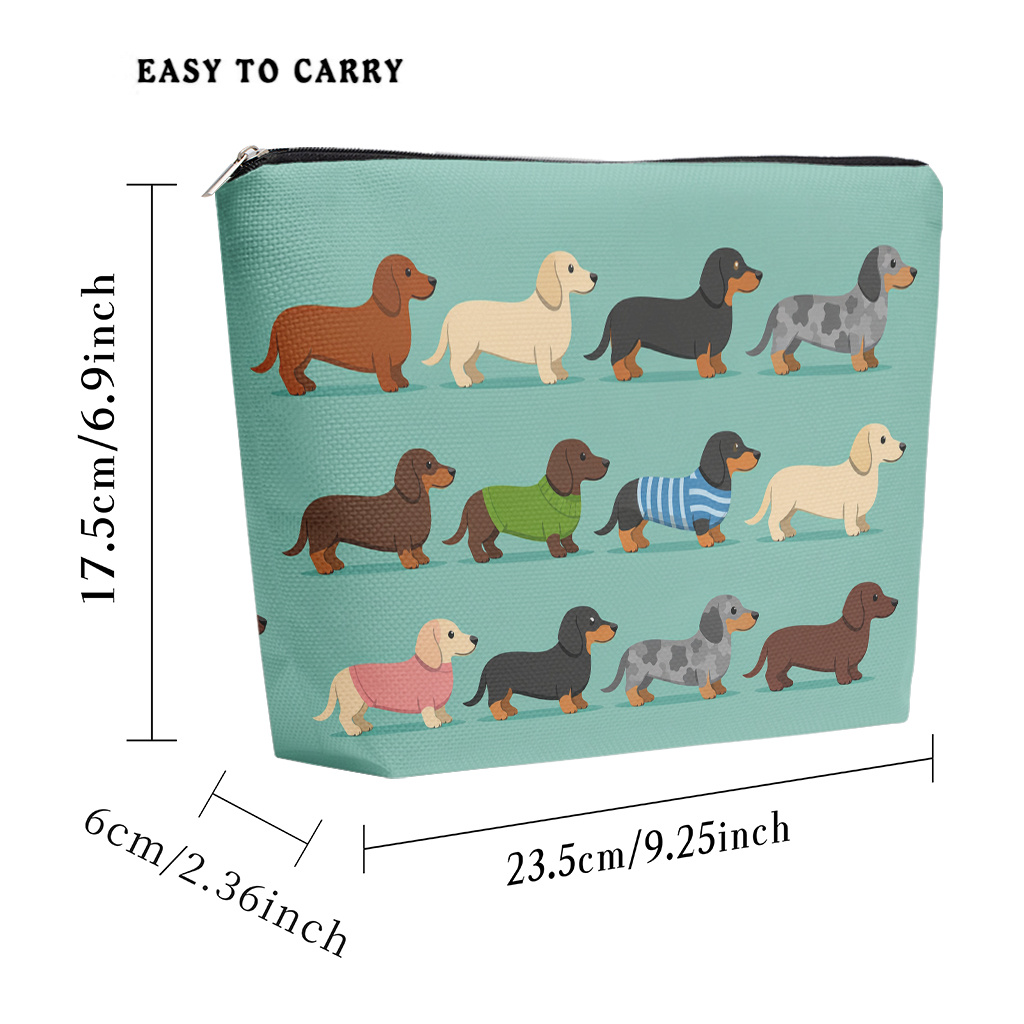 TEMU Cosmetic Bag 1pc, Cute Dachshund Dogs Makeup Bag, Lightweight Cosmetic Pouch With Zipper For Women, Multifunctional Toiletry Storage Bag, Coin