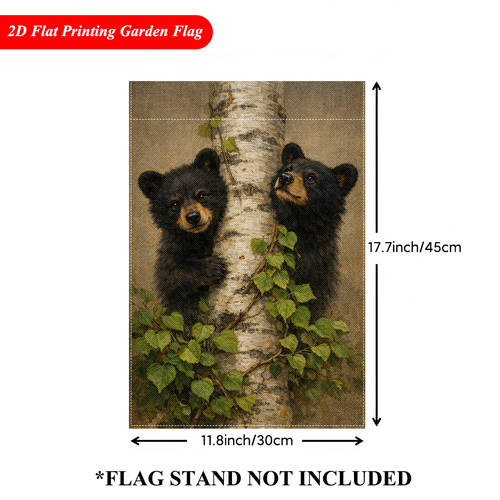 TEMU 2d Flat, 2d Flat Printing Garden Flag 1pc, Young Watching Garden Flag - Double-sided Printed Linen Outdoor Decor For Home And Garden, Holiday