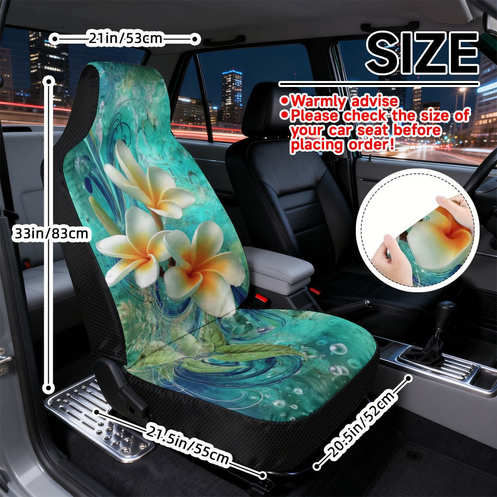 TEMU Ensemble de 2 housses de siège auto universelles avec un design floral tropical vibrant, conçues pour le confort et une installation facile. Ces