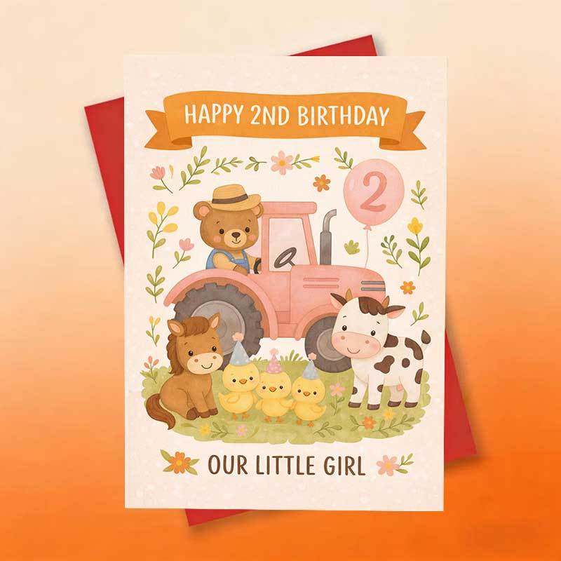 TEMU 1pc 1pcs Card Suitable For , Colleagues, - Pastel Farm Animals Tractor Bear Cow Horse Chicks Country Theme Greeting Card With Envelope For,