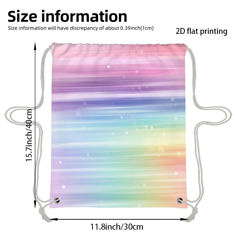 TEMU 1pc 2d Flat Printed Drawstring Backpack - Adjustable Shoulder Straps, Pastel Gradient For Beach, Gym, Swimming & Workout Gear Storage, 2d Flat