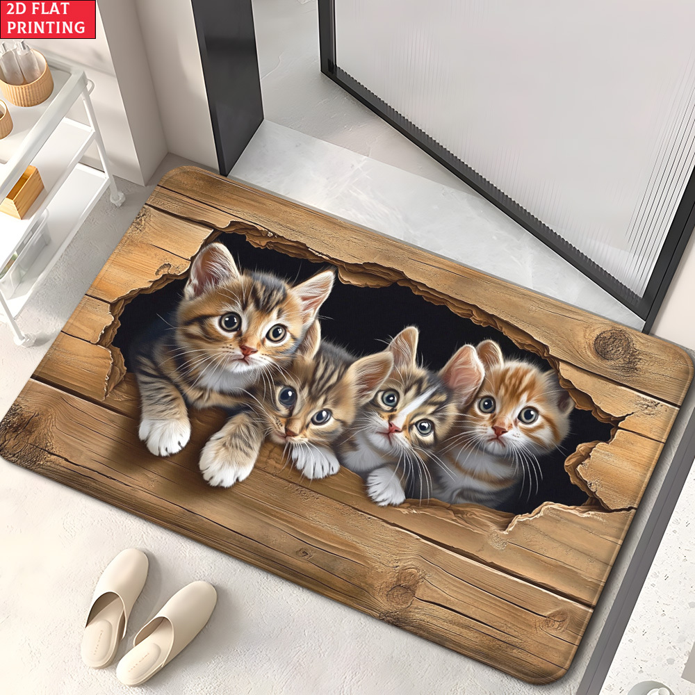 E-shop Eine 2D-Einheits-Fußmatte mit Katzenmotiv, maschinenwaschbar, für alle Jahreszeiten geeignet, ideal für Eingangsbereiche, Badezimmer, Küchen,