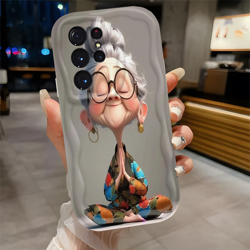 TEMU Phone Case - 1pc Creative Cute Grandma Yoga Style Phone Case Suitable For Galaxy A55 A54 A34 A14 S20 S21 S22 S24 S25 5351g Plus/ultra/fe Gift