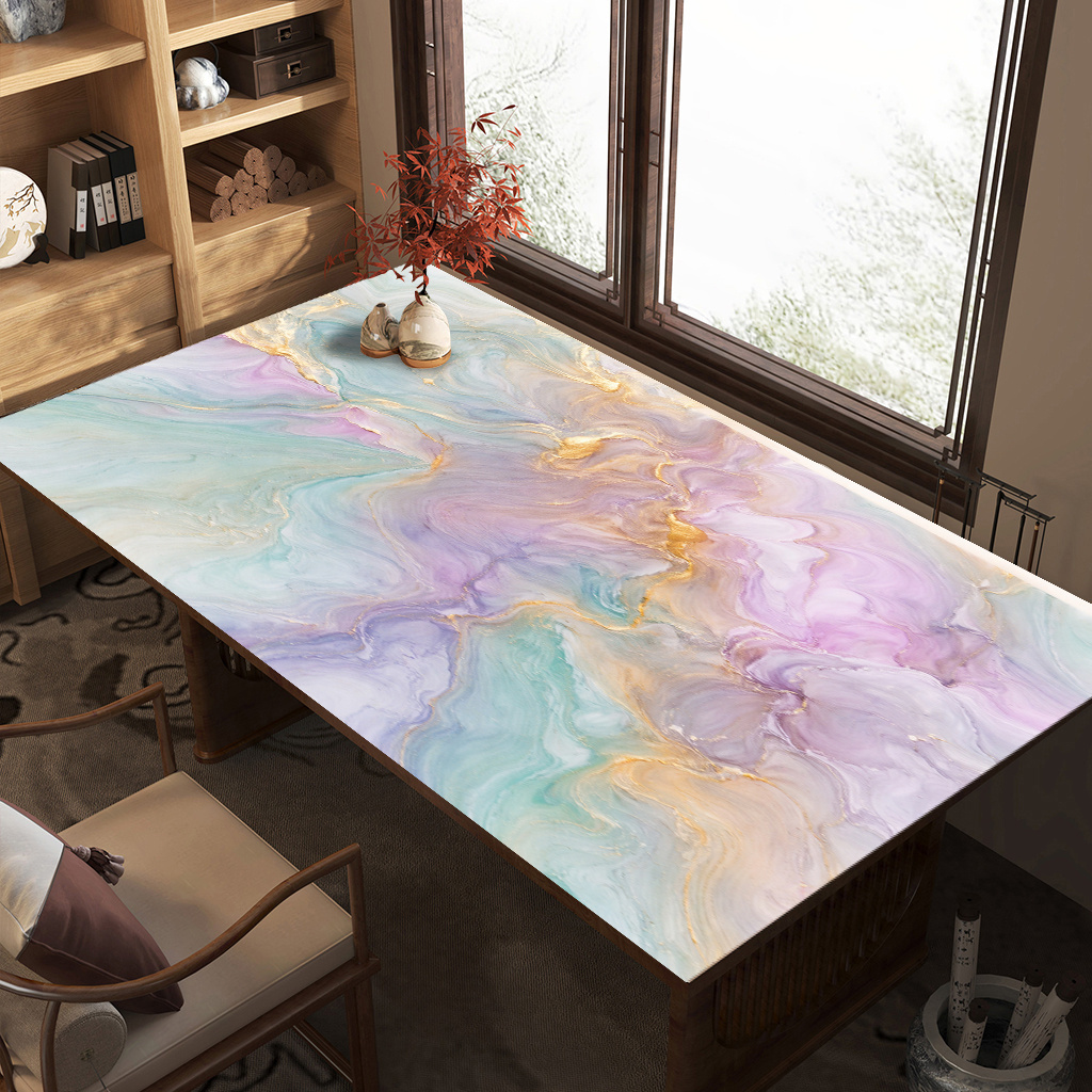 TEMU 1pc Of Fluid Marble Pattern Desk Mat, Mud Desktop Protector, Washable And Easy To , Suitable For Dining Tables, Office Desks, Coffee Tables,