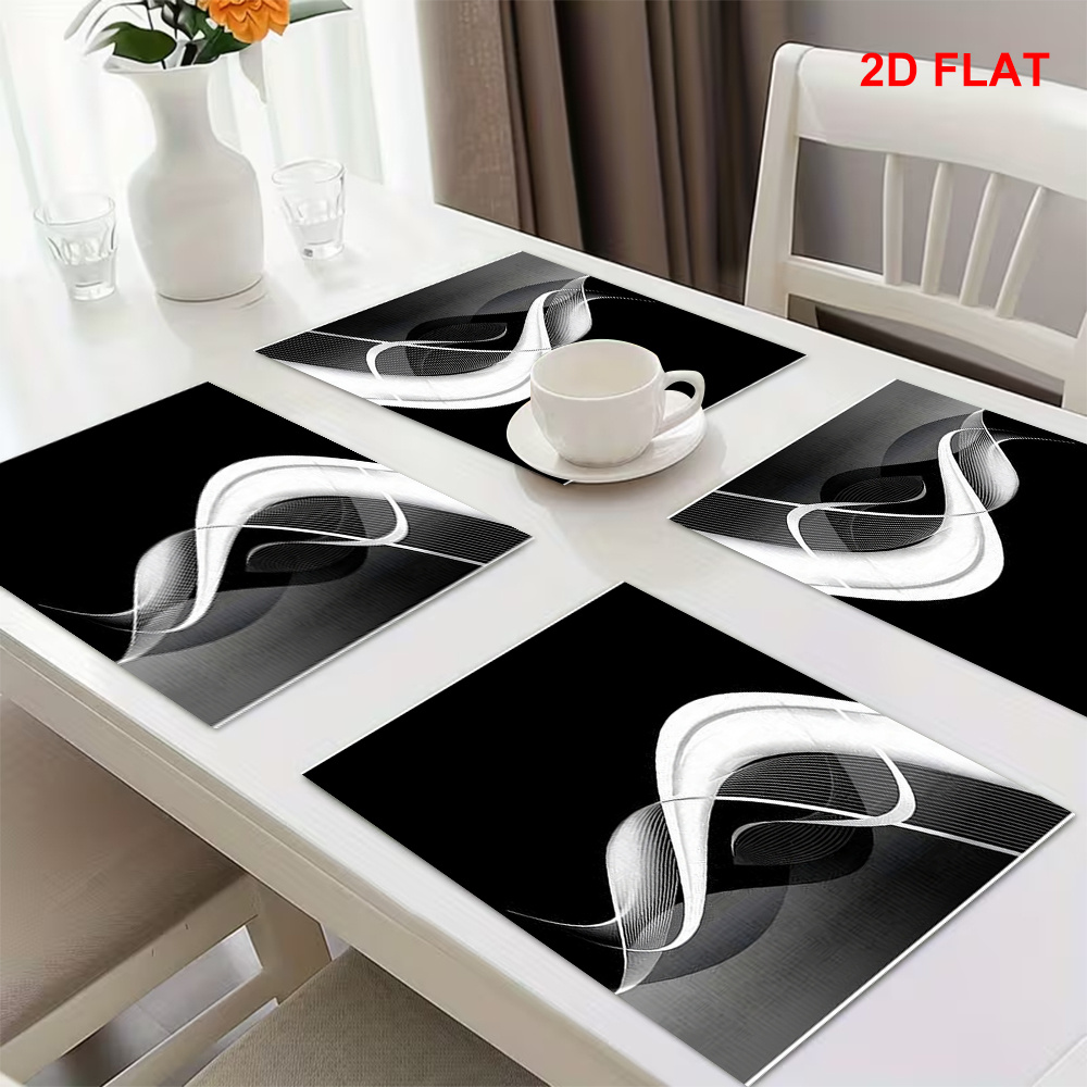 E-shop 2D Flachdruck 4er-Set Tischsets mit rechteckigen, abstrakten Kunstwerken im rustikalen Stil, für Festival-Geschenke, Feiertagsküchendekoration,