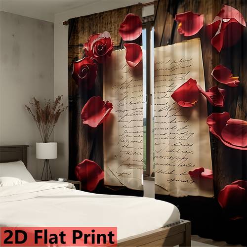 item picture 1pc 2pcs set sunset blackout curtain panels rod polyester living room kitchen bedroom and dining decor christmas decor