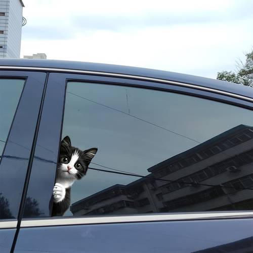 4 calcomanías de ventana de gatos , con un diseño de dibujos animados de gatitos a través del vidrio. pegatinas de vinilo son adecuadas para ventanas, , camiones y computadoras portátiles