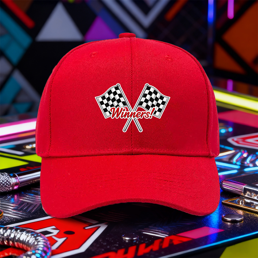TEMU 1pc, Printed Baseball Cap Featuring Racing Checkered Flag And Winner Slogan Design. Lightweight And Breathable Women's Hat, -themed Men's Trendy