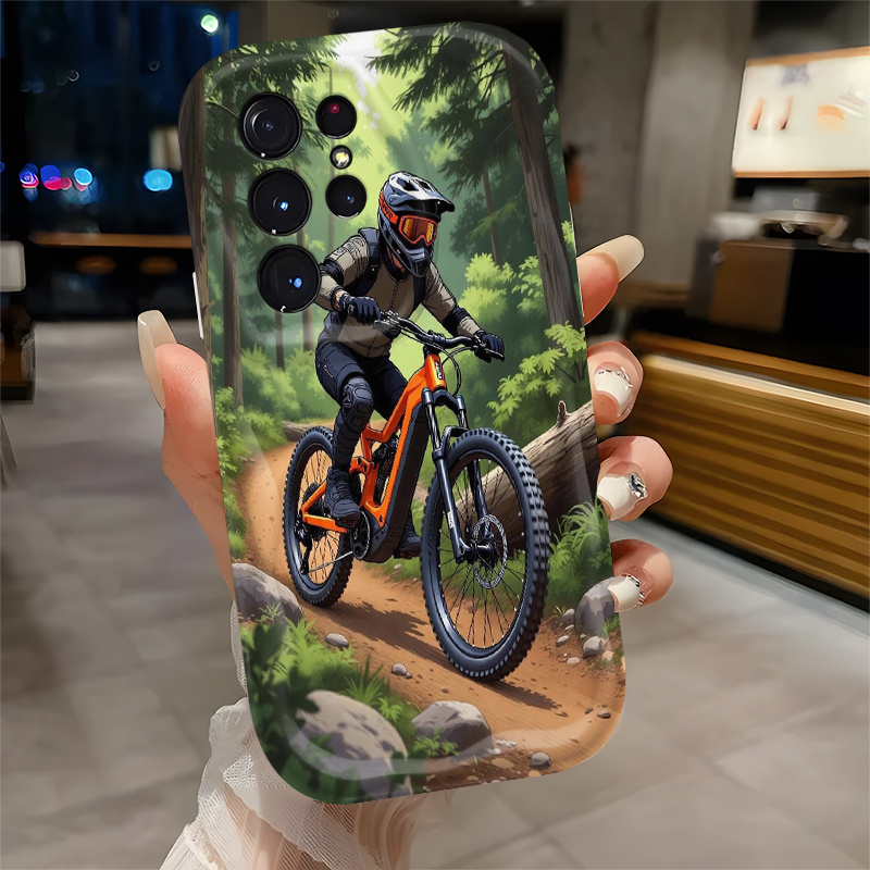 TEMU Phone Case: 1 Creative Mountain Biking Adventure Theme Phone Case, Compatible With Galaxy A55 A54 A34 A14 S20 S21 S22 S24 S25 3977g