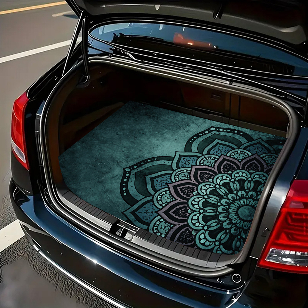 TEMU 1pc Mandala Pattern Car Trunk Mat, Car Printed Protective Pad, Non-slip And Durable, Car Trunk Protection, Suitable For Most Vehicles, Easy To