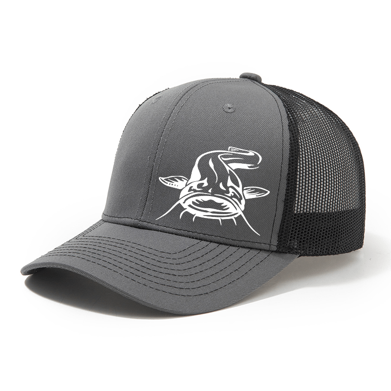 TEMU Unisex Autumn And Winter Outdoor Hat Printed Catfish Mesh Micro-curved Baseball Cap, Retro Men's Hat Women's Fashion Outdoor Hat, Adjustable Hat