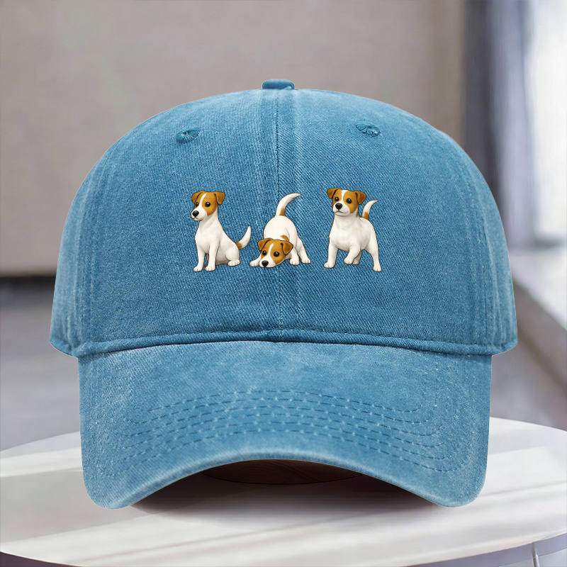TEMU Washed Cap With Terrier Design, Unisex Baseball Cap, Couple Essential Style, Options , This Hat Features A Cute Cartoon Puppy Pattern, Designed