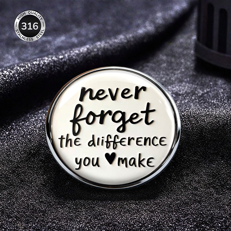 TEMU 2dflat Inspirational Quote Stainless Steel Brooch " You Make" Text Design, Minimalist Flat Print, Accessory For Daily Wear/gift , Suitable For