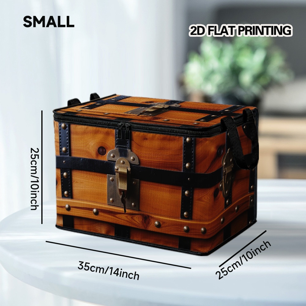 TEMU Large Storage Bin With A Lid, Made Of Soft Fabric Featuring A Metal Chest Design, Foldable And Spacious, Ideal For Blankets And Quilts, With A