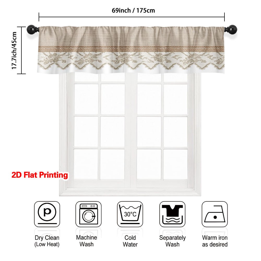 TEMU 2d Flat, 1pc 2d Flat Elegant Floral Lace Short Valance â A Perfect Window For Your Kitchen, Bathroom, And Living Room. Featuring -themed Design