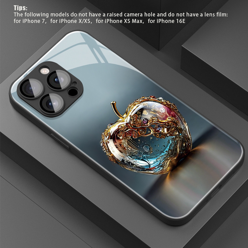 TEMU Phone Case - Easy, Light, Luxurious, Transparent Metal Pattern Phone Case With Lens Film For Iphone 16promax 13 12 16 16pro 13promax 11promax 15