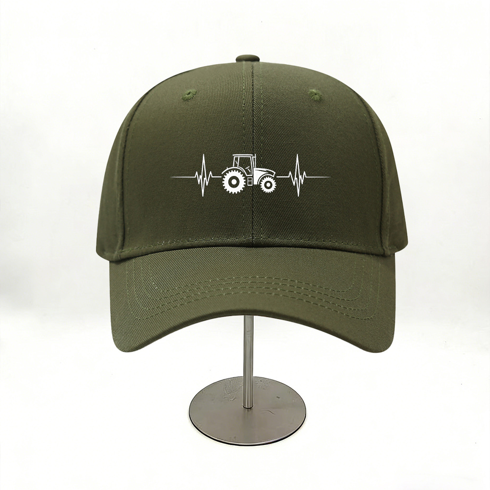 TEMU A Minimalist Baseball Cap With A "tractor Heartbeat" Design, Featuring A Fun Ecg Print. Lightweight And Breathable, This Unisex Outdoor Sports