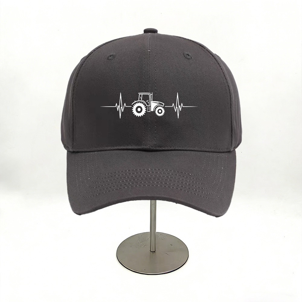 TEMU A Minimalist Baseball Cap With A "tractor Heartbeat" Design, Featuring A Fun Ecg Print. Lightweight And Breathable, This Unisex Outdoor Sports
