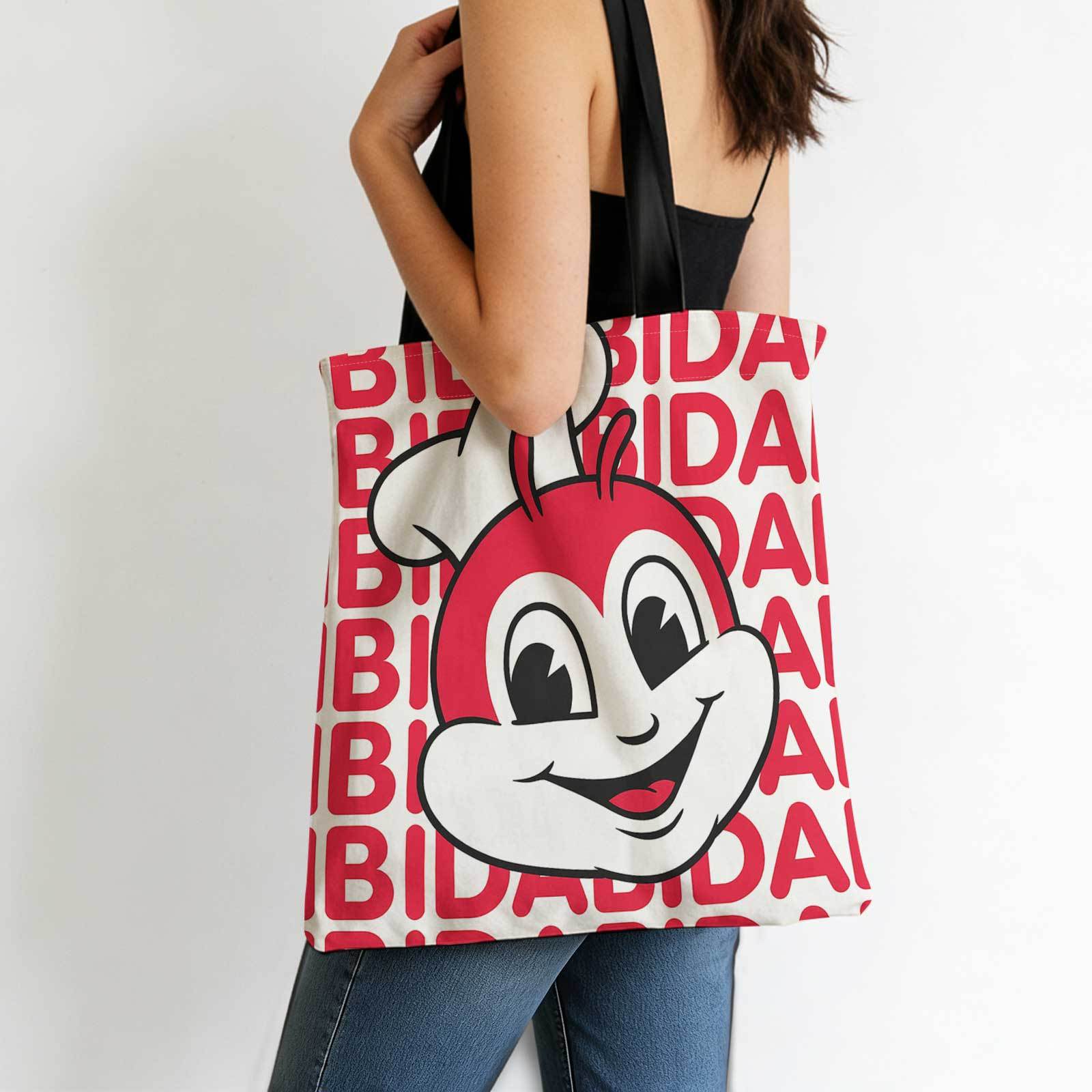 TEMU 1pcjolly Chef Character, Red, White Backgroundcanvas Tote Bag, A Reusable And Multifunctional Shopping Bag With Large Capacity, Suitable For