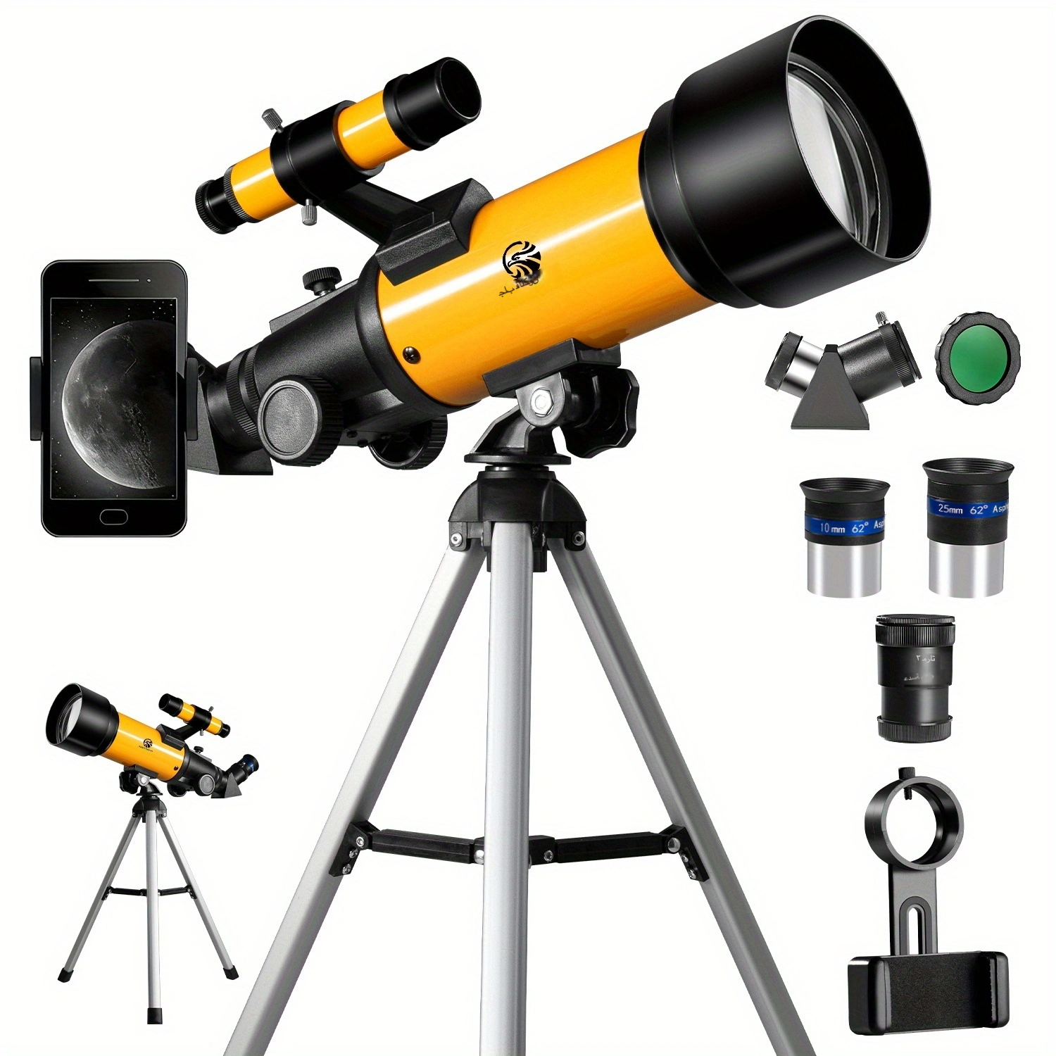 TEMU Professional Hd Lunar Telescope 90-180x Magnification, 70mm Large Aperture Refractor | Portable Travel Astronomical Scope With 3 Eyepieces,