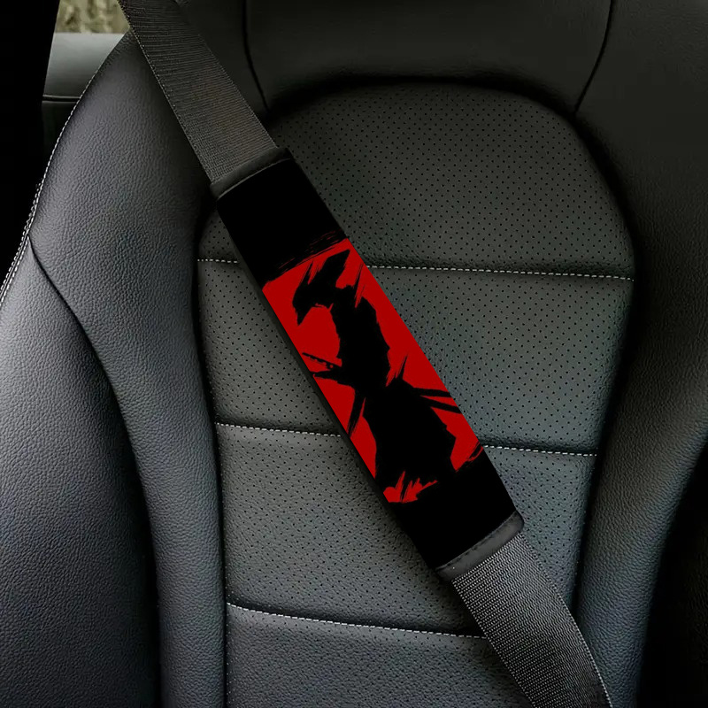 TEMU 1 pieza de almohadillas para el cinturón de seguridad del coche con silueta de samurái, estilo japonés, accesorios para el interior del coche,