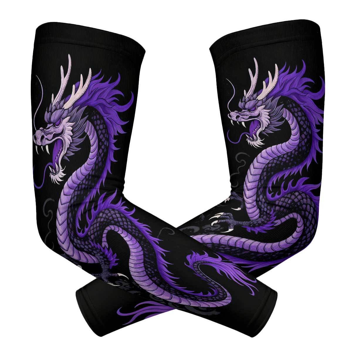TEMU A Pair Of 3d Fashionable Outdoor Arm Sleeves Featuring A And Black Dragon Design, Exuding A Strong Sense Of Eastern