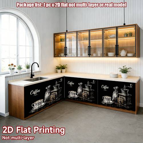 2d flat 2d flat cabinet dust curtain semi transparent cabinet decorative curtain polyester farmhouse style short curtain with coffee cup and grinder pattern suitable for kitchen sideboard sink cover doorway does not curtain rod