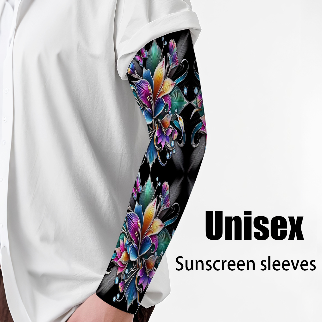 TEMU 1 Pair Of Colorful Floral And -patterned Cooling Arm Sleeves, Stretchable Protective Sports Arm Covers For