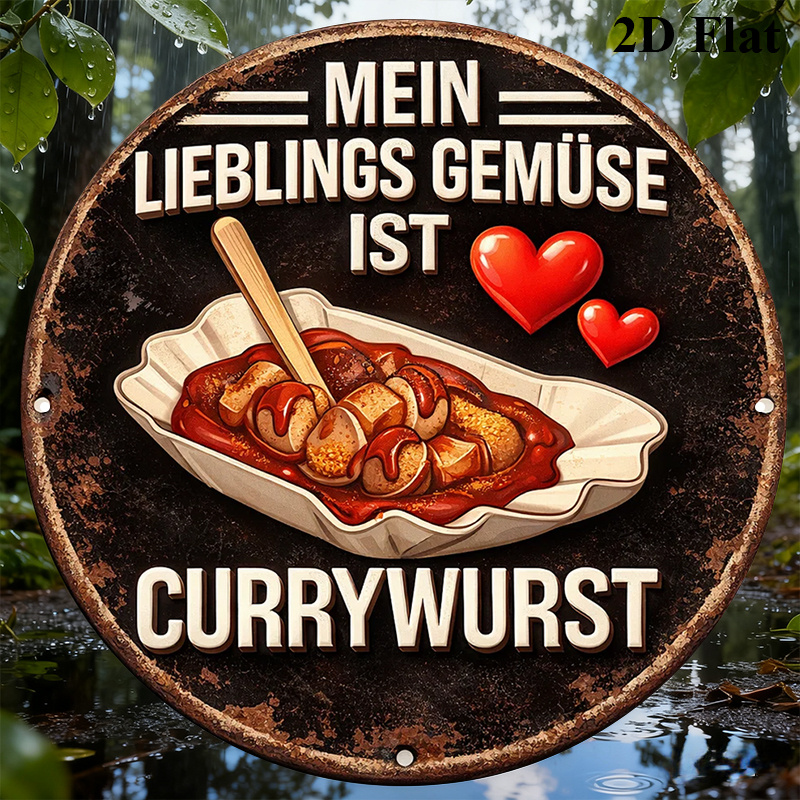 E-shop 2D-Flach, . 20,32*20,32 cm rundes Aluminiumschild | Vintage dekoratives Schild mit -Motiv für Küche, Restaurant, Bar, Café, , Geschäft -