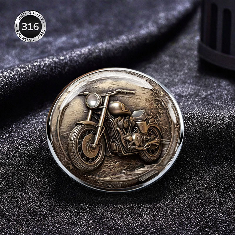 E-shop 2DFLAT Vintage Motorrad Edelstahl Brosche, eine stilvolle Abzeichen im Motorrad-Design, für modische Accessoires. Geeignet zur Dekoration von