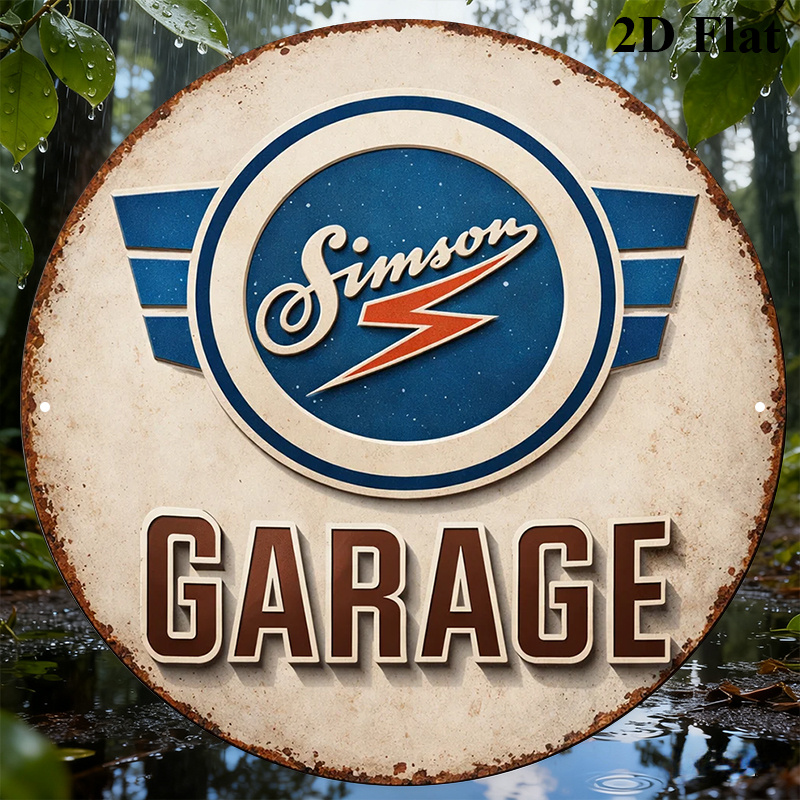 E-shop Vintage-Dekoschild im Zusammenhang mit ' Garage', runde Plakette mit den Maßen 20,32 x 20,32 cm, für Decorametalg-Garagen, Werkstätten, ,