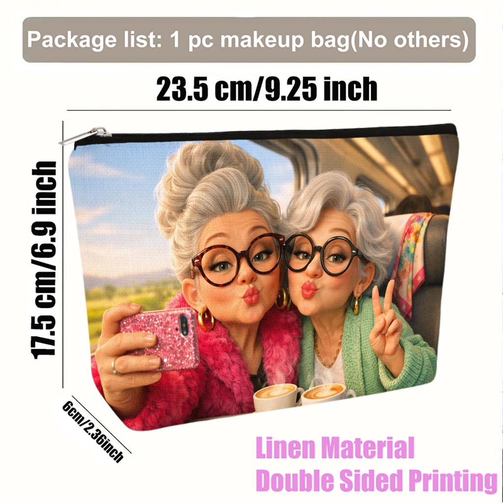 Image of A Makeup Bag, Convenient And Foldable For Seniors To Take Selfies And Drink, Travel Toiletry Bag With A Zipper Closure, A Gift For Women, Perfect For A Birthday Or Graduation, Travel Pouch