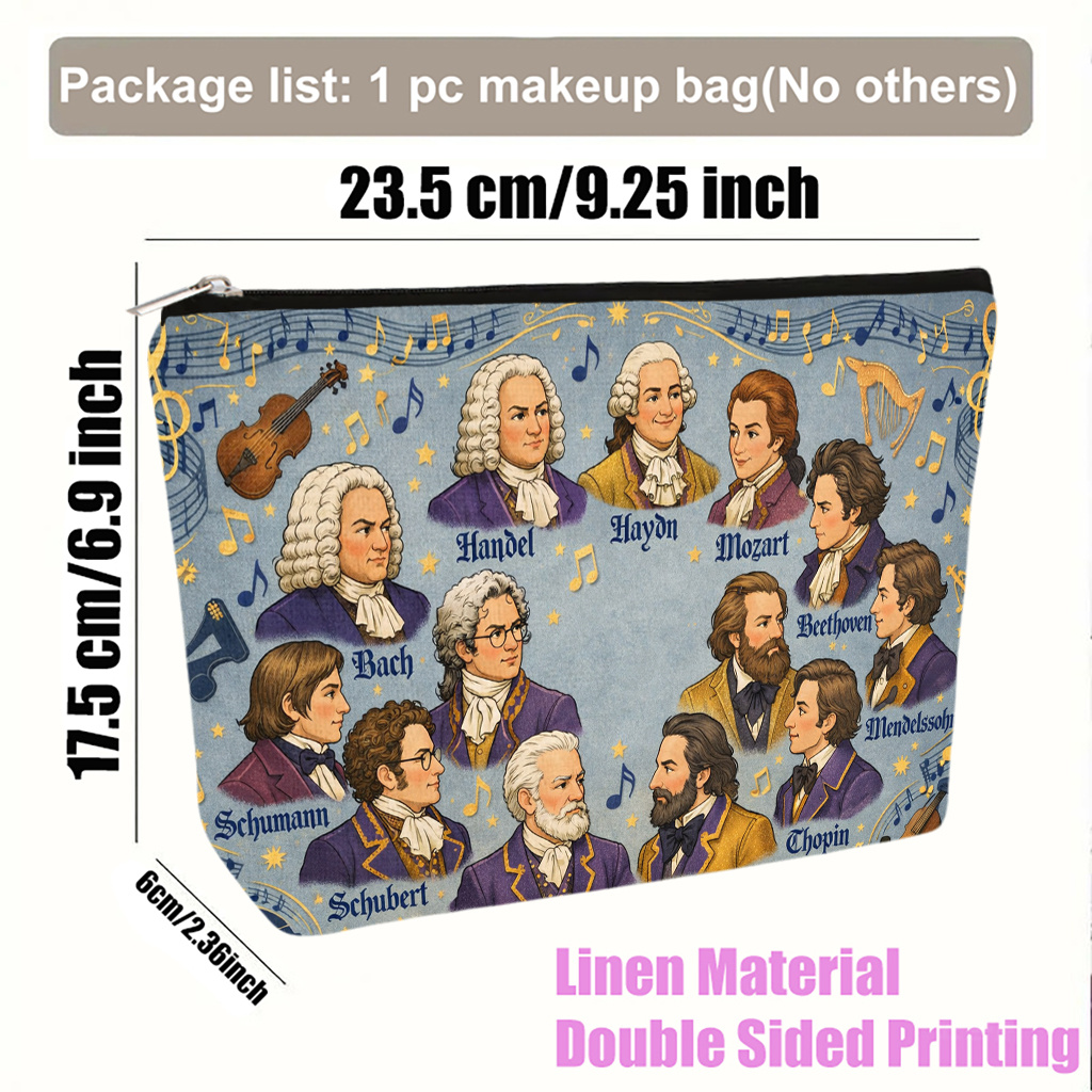 E-shop Kosmetiktasche ., Musiker-Porträts-Kollektion, leichte, faltbare Schminktasche, Reise-Kulturbeutel, Reißverschluss, Geschenk für Frauen,