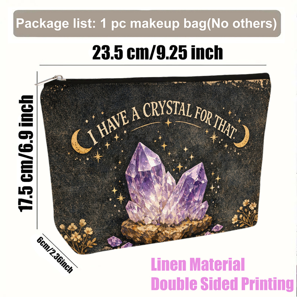 TEMU Cosmetic Bag 1pc, Crystals And Stars Shine Lightweight Foldable Makeup Bag, Travel Toiletry Pouch, Zipper Closure, Gift For Women, Best Friend