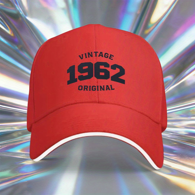 TEMU 1 "vintage 1962 Original" Sandwich Baseball Cap, Unisex, Vintage Style, Simple, Lightweight, Adjustable Outdoor Sun Hat, Ideal Gift For