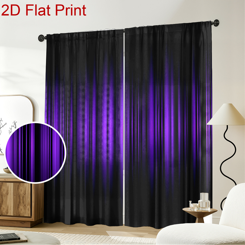 TEMU 2pcs Set Purple Curtain Printed Polyester Drapes 69.85x160.02cm A Curtain Of Deep Purple Shades. Blackout Curtain Panels Machine Washable, Ideal