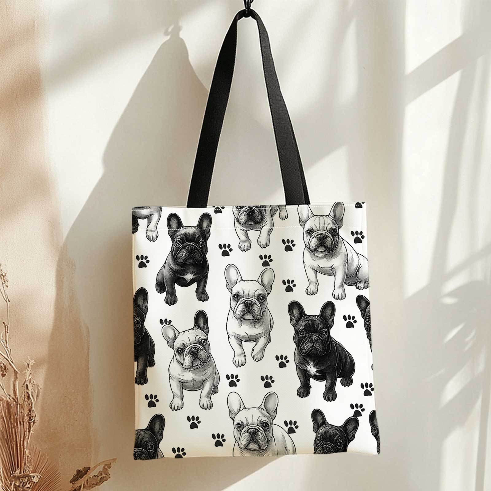 TEMU Borsa tote a una spalla con un design di bulldog francese con di in e . Ha un interno spazioso e manici resistenti, che la rendono per l'uso ,