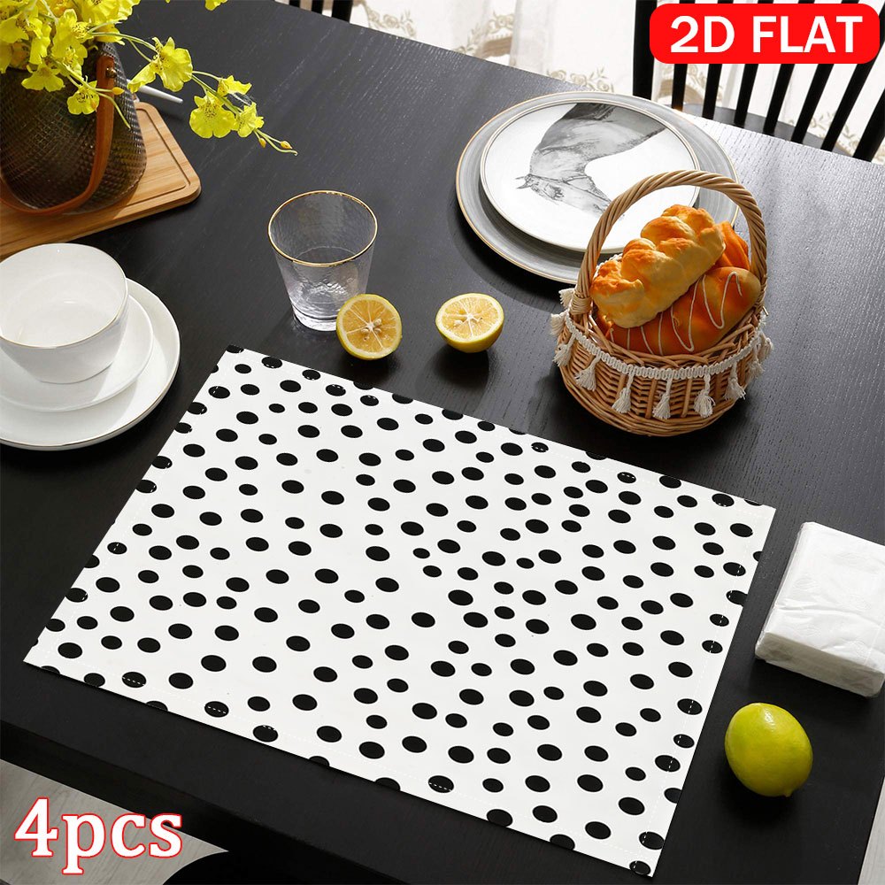4er set 2d flachdruck schwarze weißes muster