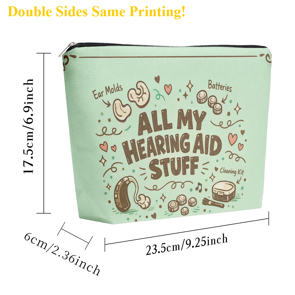 TEMU Makeup Bag 1pc, Hearing Aid Stuff Cosmetic Bag With Zipper Closure, Large Capacity Toiletry Pouch, Cute Fashion Wallet Portable Storage Bag,