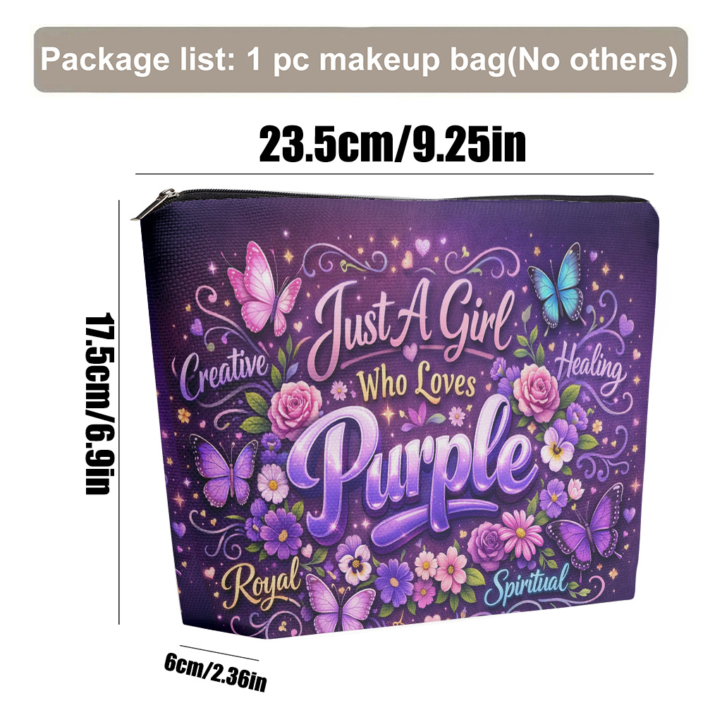 TEMU Makeup Bag 1pc, With Flowers Lightweight Foldable Cosmetic Bag, Travel Toiletry Pouch, Zipper Closure, Double-sided Print Toiletry Pouch For