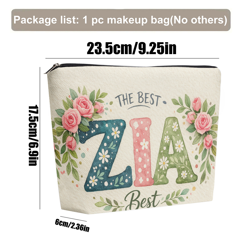 TEMU Makeup Bag 1pc, The Best Zia Design Lightweight Foldable Cosmetic Bag, Travel Toiletry Pouch, Zipper Closure, Double-sided Print Toiletry Pouch